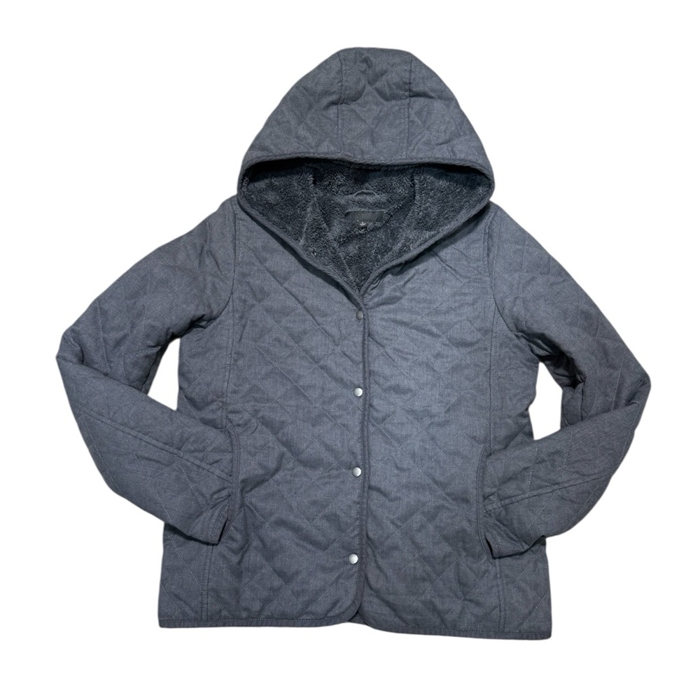 UNIQLO Women’s Quilted Hooded Jacket Gray Size S Warm Lightweight Casual Coat